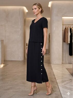 Jones New York Black Docking Midi Dress, 12